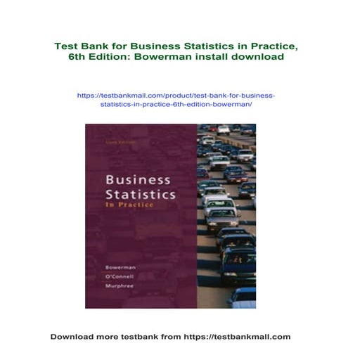 Test Bank for Business Statistics in Practice, 6th Edition: Bowerman | PDF