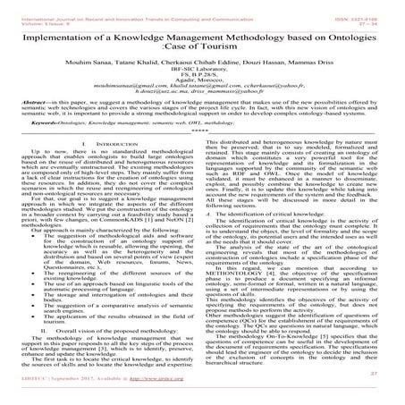 Implementation of a Knowledge Management Methodology based on Ontologies :Cas...