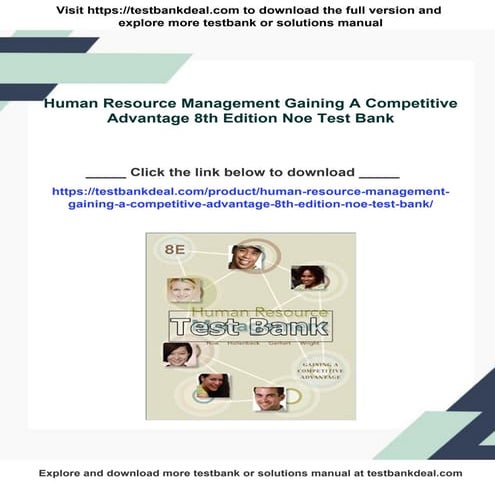 Human Resource Management Gaining A Competitive Advantage 8th Edition Noe Tes...