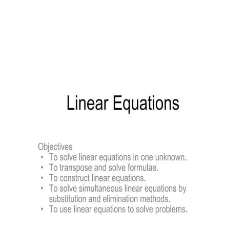 Linear Equations | PPT