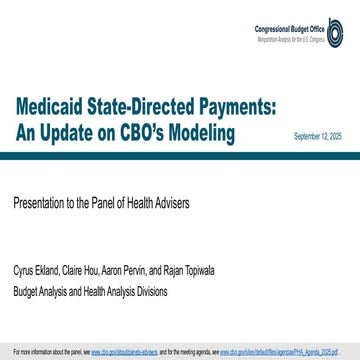 Medicaid State-Directed Payments: An Update on CBO's Modeling