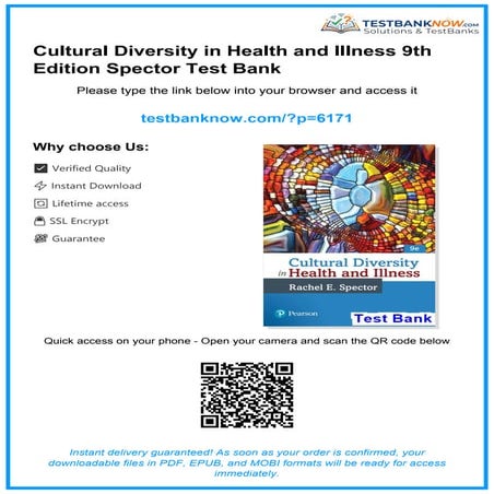 Cultural Diversity in Health and Illness 9th Edition Spector Test Bank ...