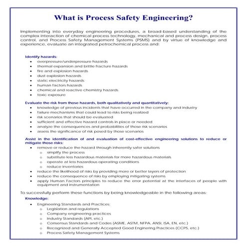 What Is Process Safety Engineering
