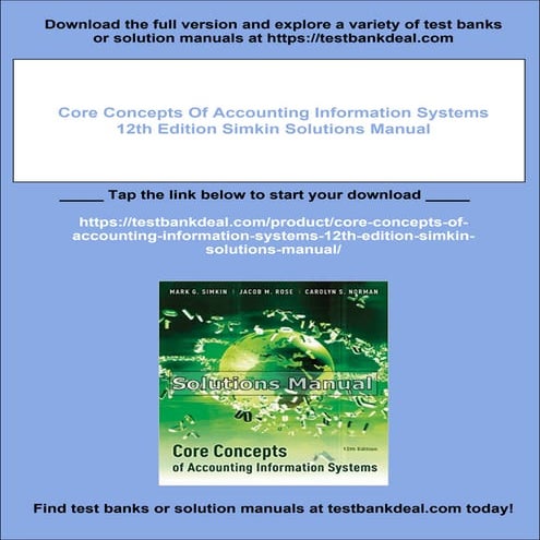 Core Concepts of Accounting Information Systems 14th Edition Simkin ...