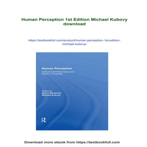 Human Perception 1st Edition Michael Kubovy