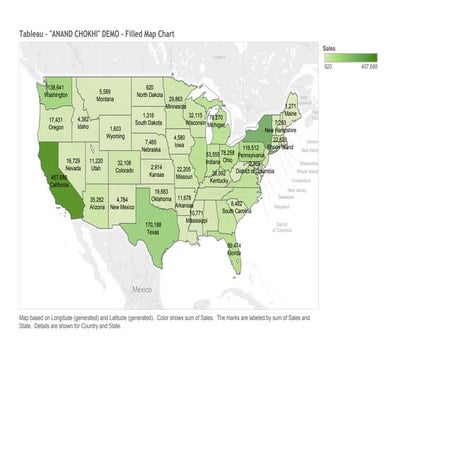 Tableau - ANAND CHOKHI DEMO - Filled Map Chart