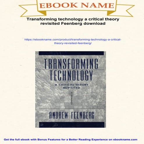 A Critical Theory Of Technology | PDF