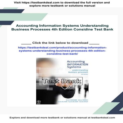 Accounting Information Systems Understanding Business Processes 4th ...
