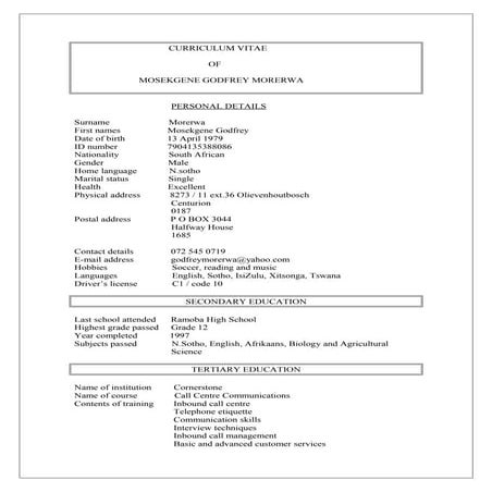Kenneth Botha CV | DOCX