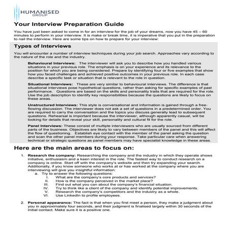 Your Interview Preparation Guide - Humanised