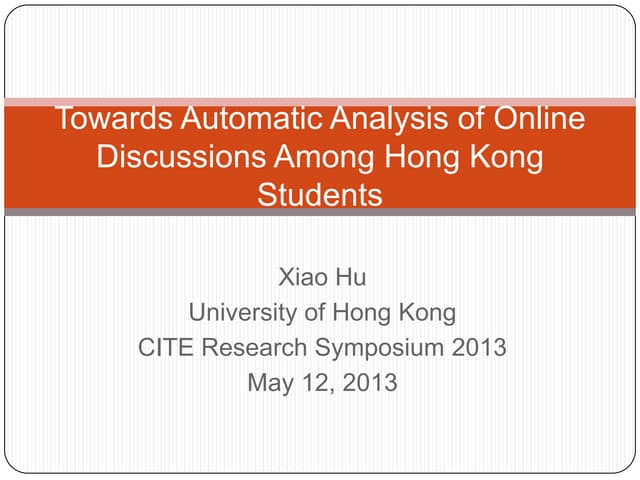 Towards Automatic Analysis of Online Discussions among Hong Kong Students