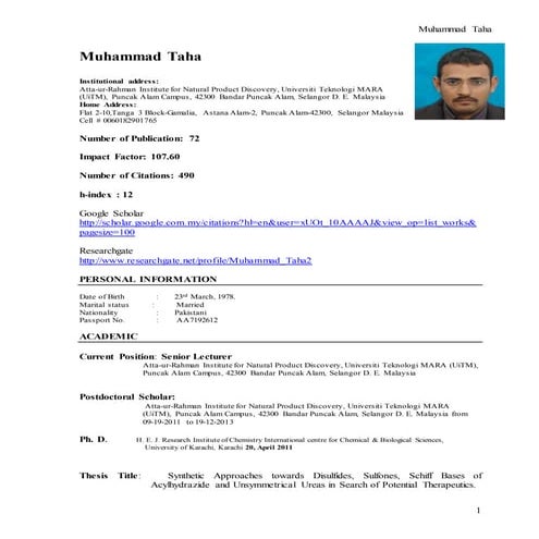 Muhammad Taha cv
