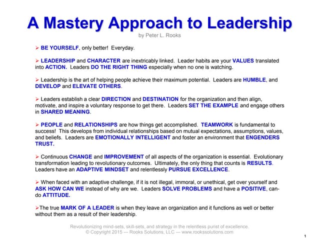 Rooks Approach to Leadership