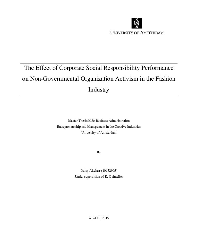 The Effect Of Csr Performance On Ngo Activism In The Fashion Industry
