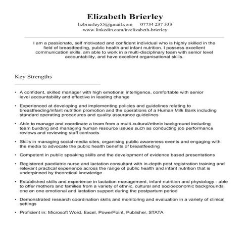 Elizabeth Brierley CV