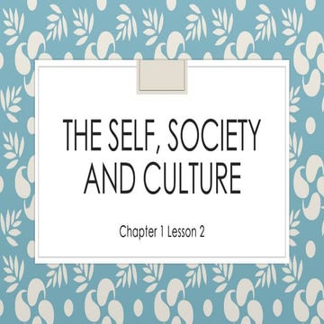 UNDERSTANDING THE SELF SOCIETY AND CULTURE | PPTX