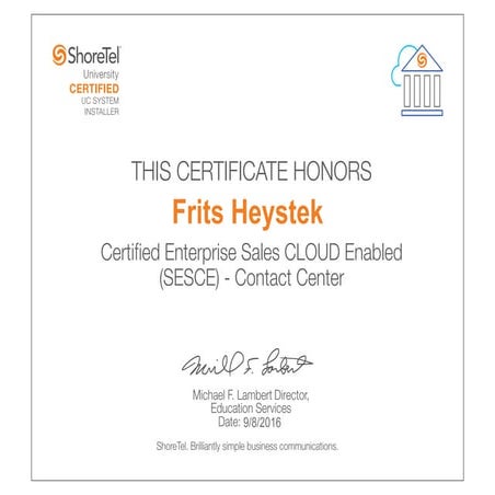 Certified Enterprise Sales CLOUD Enabled (SESCA) - Contact Centre