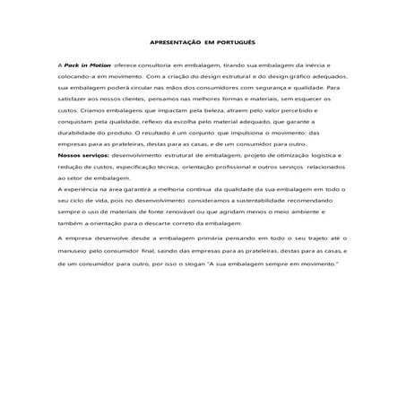 Apresentação Pack in Motion