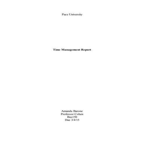 Time Management Report