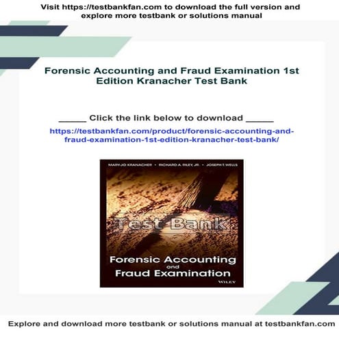 Forensic Accounting and Fraud Examination 1st Edition Kranacher Test ...