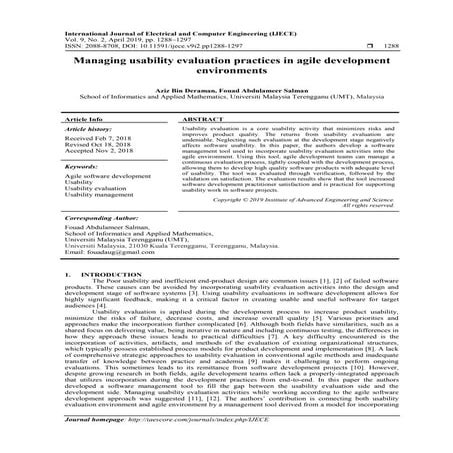 Managing usability evaluation practices in agile development environments