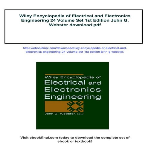 Wiley Encyclopedia of Electrical and Electronics Engineering 24 Volume ...