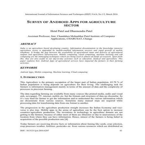 SURVEY OF ANDROID APPS FOR AGRICULTURE SECTOR