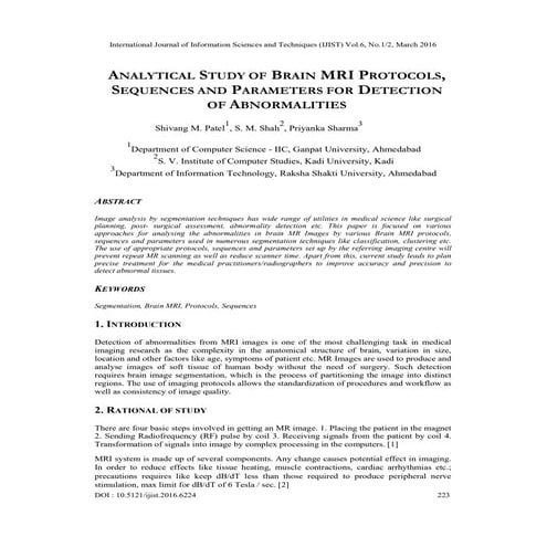 ANALYTICAL STUDY OF BRAIN MRI PROTOCOLS, SEQUENCES AND PARAMETERS FOR DETECTI...