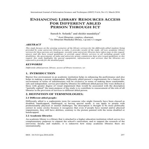 ENHANCING LIBRARY RESOURCES ACCESS FOR DIFFERENT ABLED PERSON THROUGH ...
