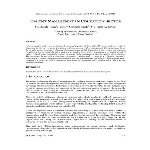 TALENT MANAGEMNT IN EDUCATION SECTOR