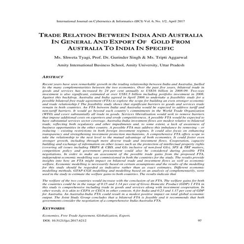 TRADE RELATION BETWEEN INDIA AND AUSTRALIA IN GENERAL AND EXPORT OF ...