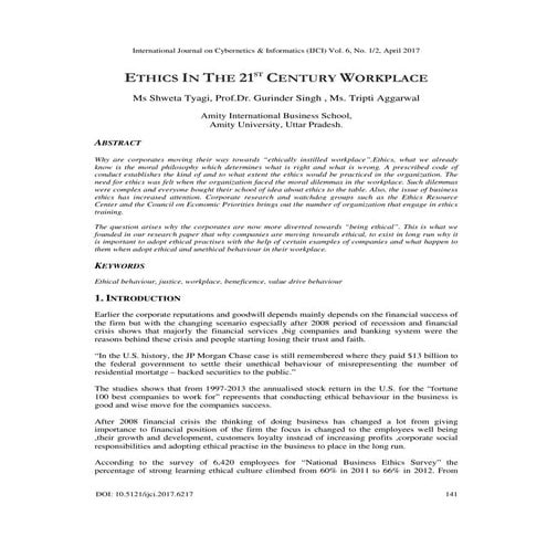 ETHICS IN THE 21ST CENTURY WORKPLACE