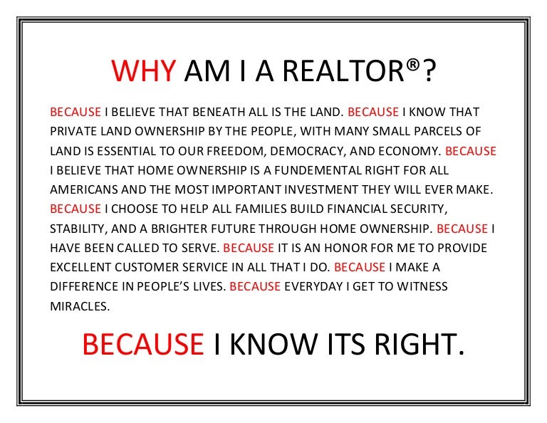 WHY I AM A REALTOR