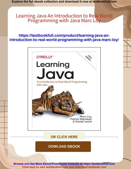 Learning Java An Introduction to Real World Programming with Java Marc Loy