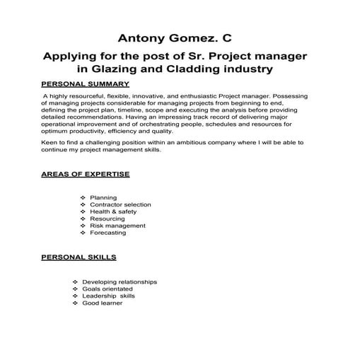 Project manager resume (1) | PDF