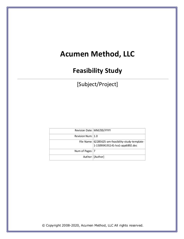 62285625 am feasibility study template 1 62285625 am feasibility study template 1