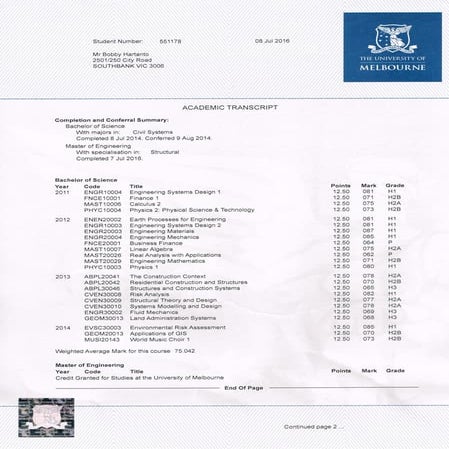 Academic Transcript | PDF