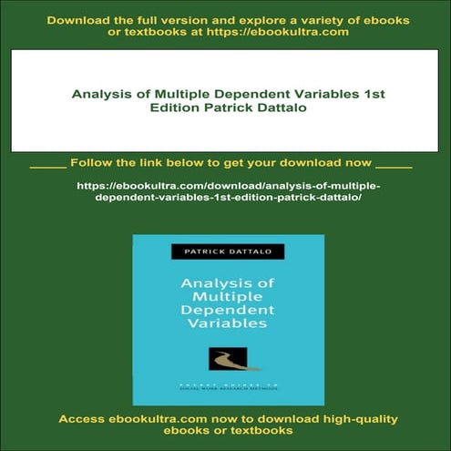 Analysis of Multiple Dependent Variables 1st Edition Patrick Dattalo