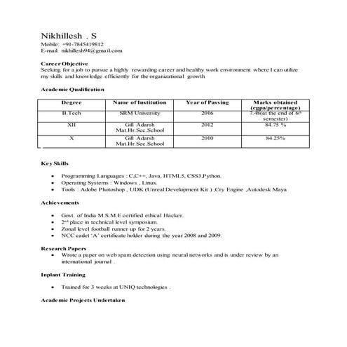 Nikhillesh resume