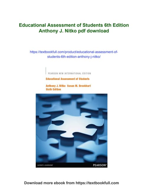 Educational Assessment of Students 6th Edition Anthony J. Nitko | PDF