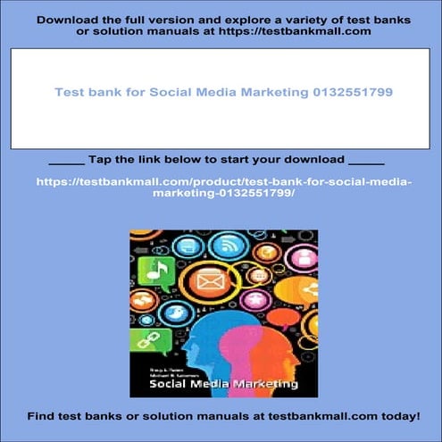 Test bank for Social Media Marketing 0132551799 | PDF
