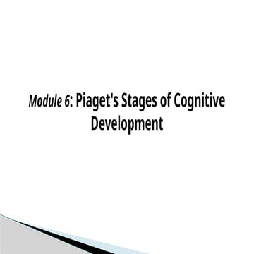 Piaget's Stages of Cognitive Development