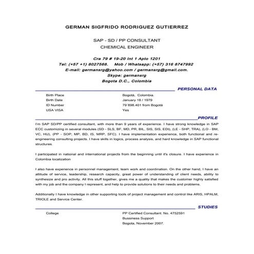 CV German Rodriguez SAP | DOC
