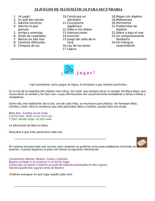 juegos de matematicas secundaria