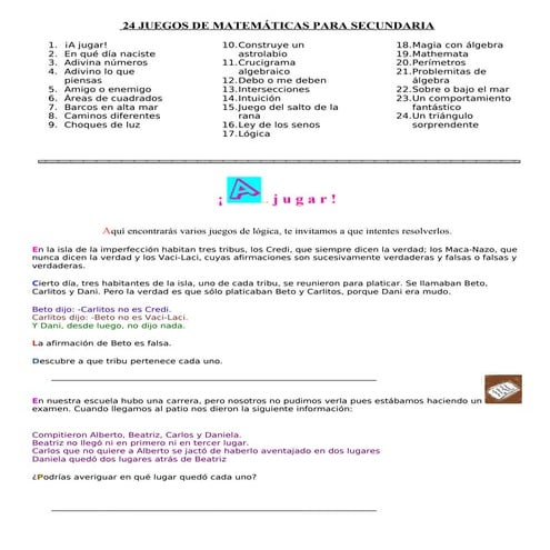 juegos de matematicas secundaria
