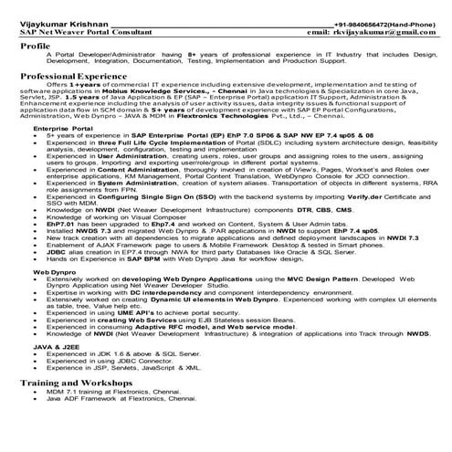 Vijaykumar Krishnan_SAP_Enterprise_Portal_Resume