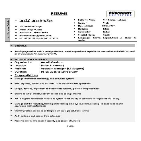 RESUME__ MONIS.khan m