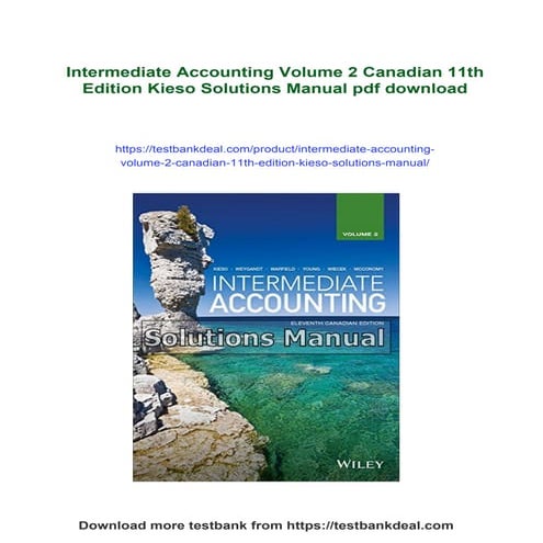 Intermediate Accounting Volume 2 Canadian 11th Edition Kieso Solutions ...