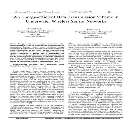 An Energy-efficient Data Transmission Scheme in Underwater Wireless Sensor Networks
