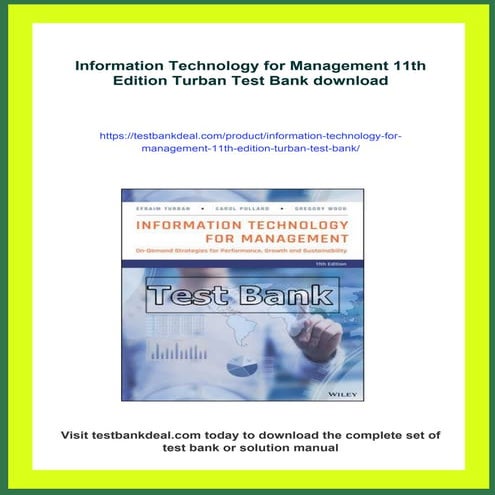 Information Technology for Management 11th Edition Turban Test Bank | PDF